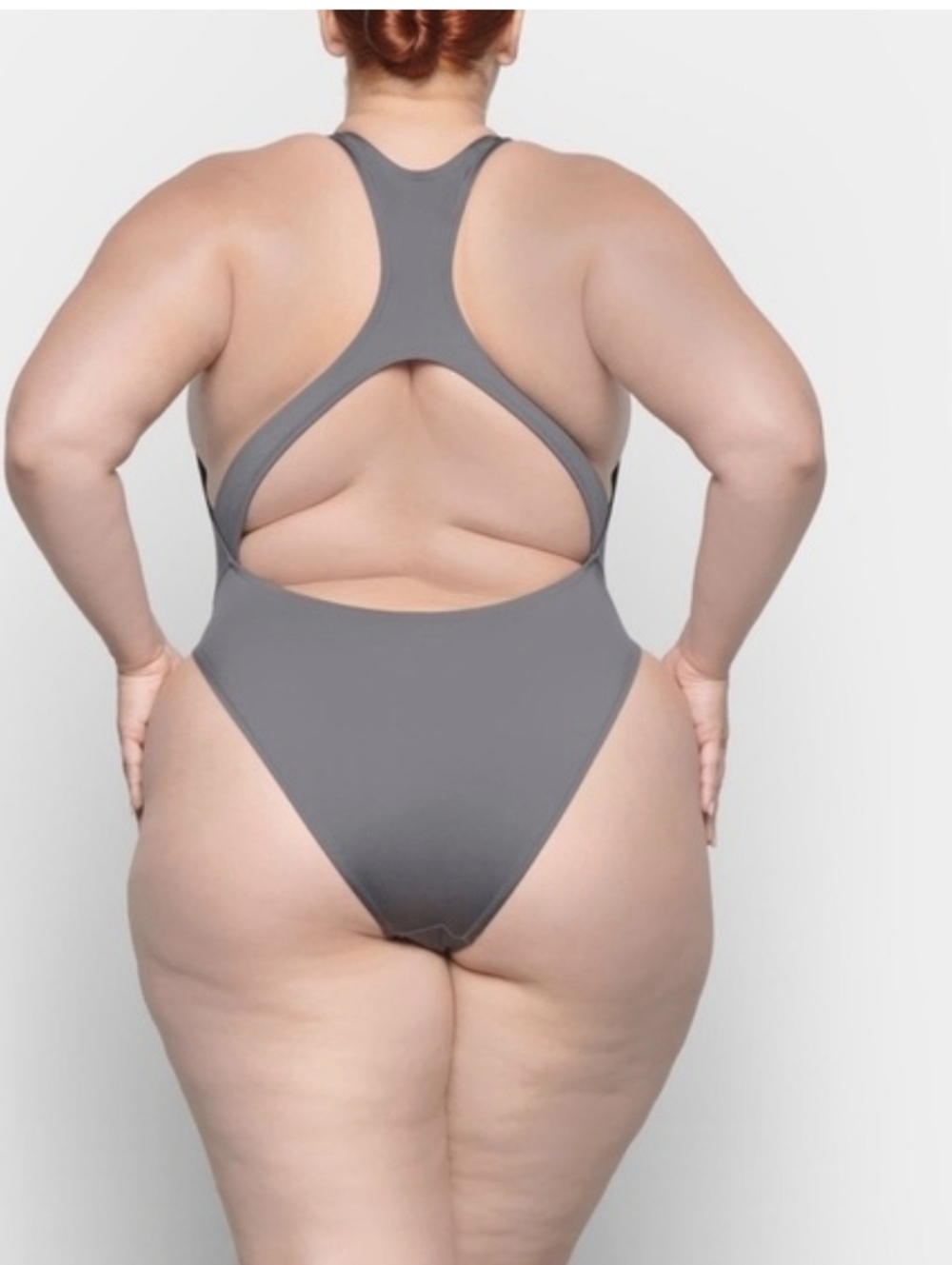 NWT Skims Signature Cutout Monokini One-Piece Swimsuit Gunmetal Size 4X